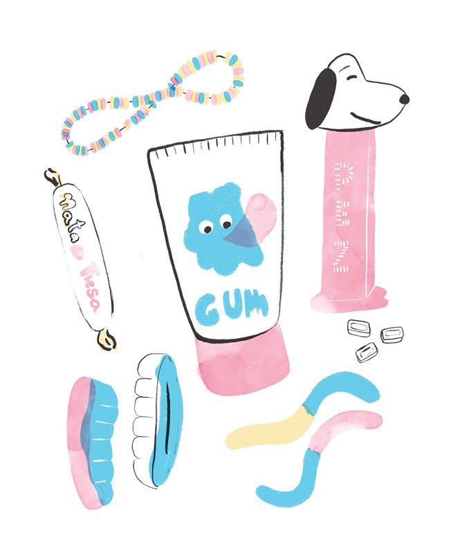 80's candies illustration