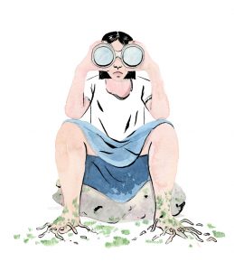 growing roots watercolor illustration