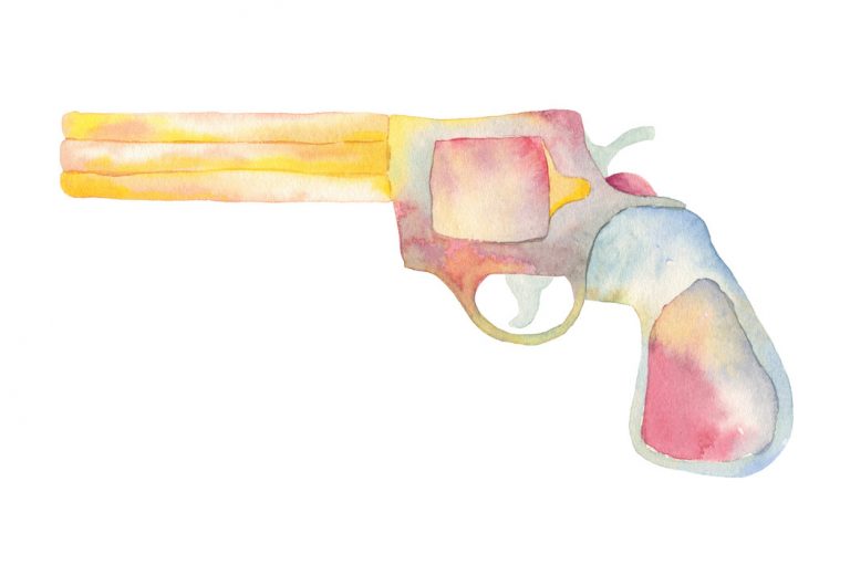 gun watercolor illustration