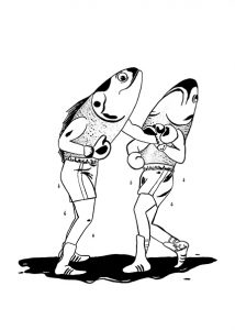 Rooster Fight Illustration