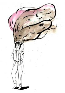 weight on the shoulders illustration